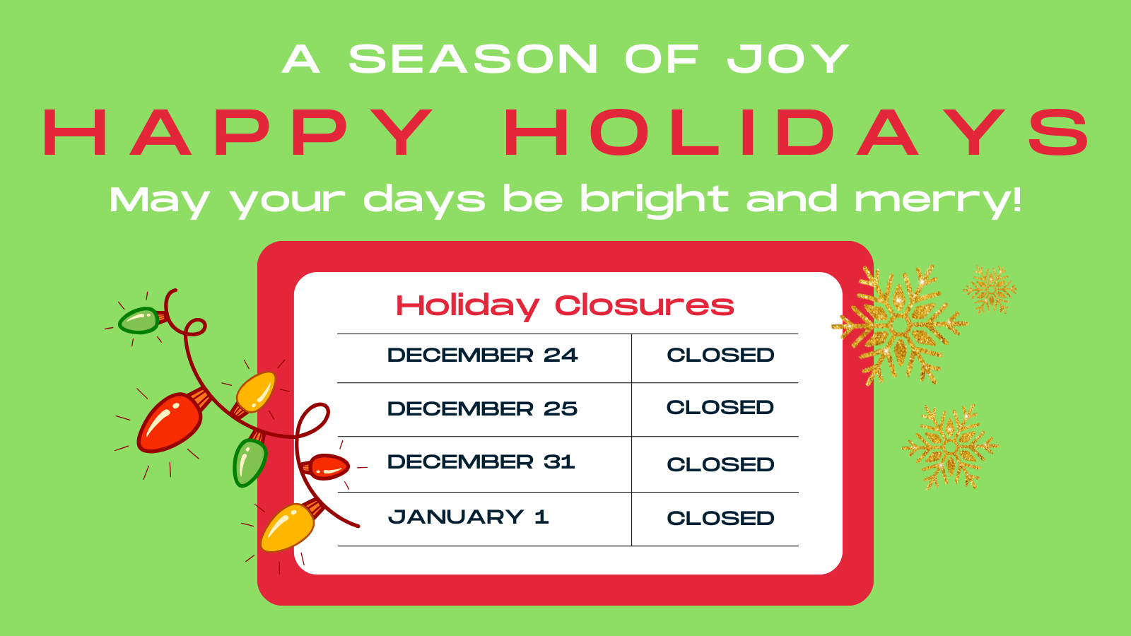 Holiday hours